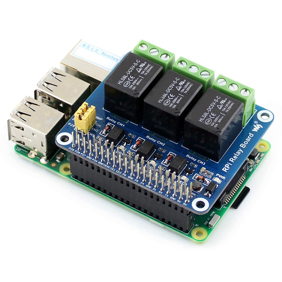 Raspberry Pi Kit - Waveshare Módulo de Relé de 3